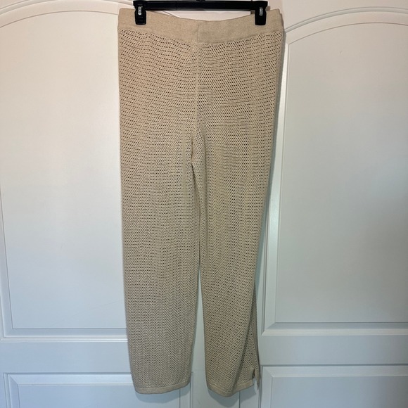 NEW Pact Sandshell Beachside Crochet Top Pants Set Organic Cotton Linen Womens L - Picture 8 of 10